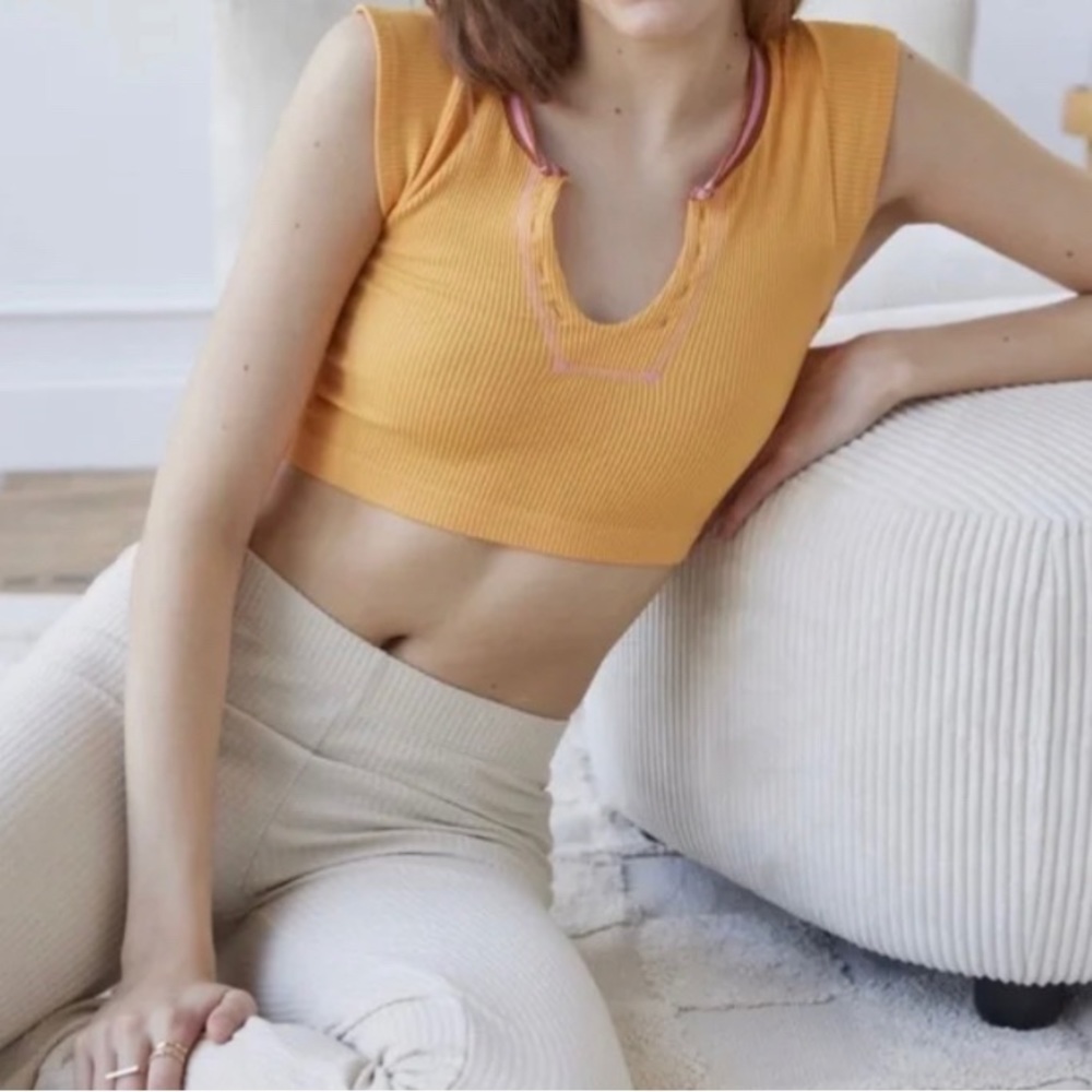 NWT Urban Outfitters Go for Gold seamless top - orange